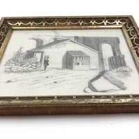 Hammering Man, Antique Framed Graphite Drawing