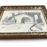 Hammering Man, Antique Framed Graphite Drawing