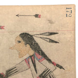 Original Signed Native American Ledger Drawing, Early to Mid 20th Century