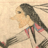 Original Signed Native American Ledger Drawing, Early to Mid 20th Century