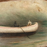 C. 1900 Painting of Boaters on Souvenir Paddle