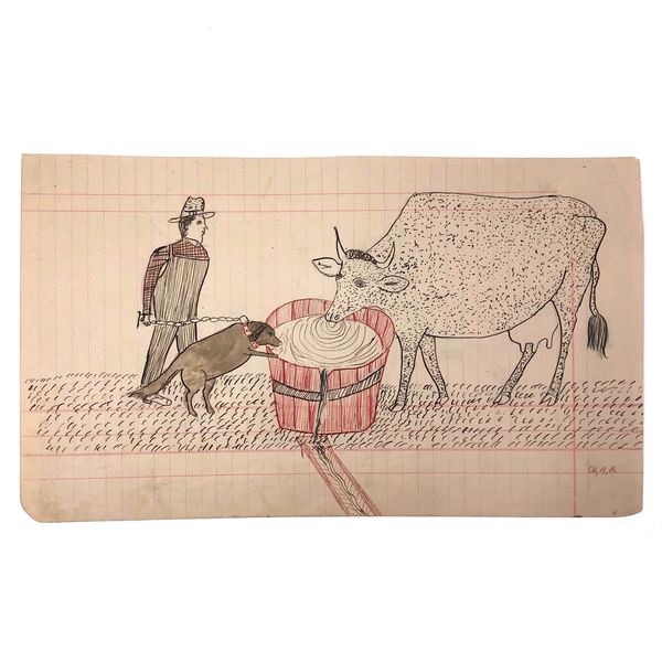 Wayne B. Blouch, Untitled (Dog and Cow Drinking)