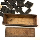 Gorgeous Old Handmade Dominoes Set with Brass Spinners in Original Box