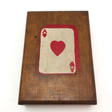 Wooden Playing Card Box with Hand-painted Ace of Hearts