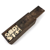Gorgeous Old Handmade Dominoes Set with Brass Spinners in Original Box