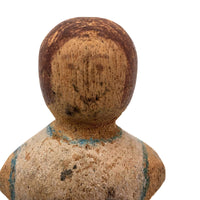 Charming Crayon Colored Vintage Wooden Doll