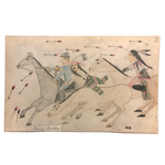 Original Signed Native American Ledger Drawing, Early to Mid 20th Century