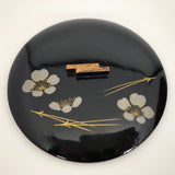 Japanese Black and Red Lacquer Lidded Box With Silver and Gold Flowers and Arrows