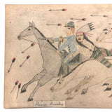 Original Signed Native American Ledger Drawing, Early to Mid 20th Century