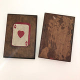 Wooden Playing Card Box with Hand-painted Ace of Hearts
