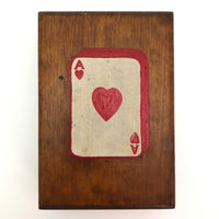 Wooden Playing Card Box with Hand-painted Ace of Hearts