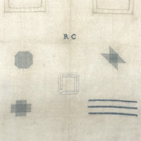 Elegant Antique Monogrammed Linen Darning and Mending Sampler