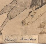 Original Signed Native American Ledger Drawing, Early to Mid 20th Century