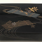 Japanese Lacquer Box With Silver, Gold and Copper Raft and Flower Design