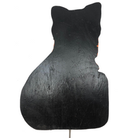 Crazy Folk Art Black Cat on Post