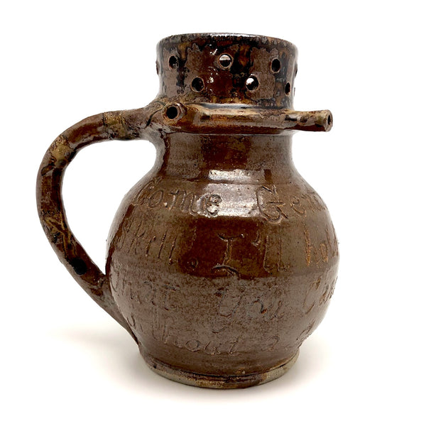 Brown Glazed Stoneware Puzzle Jug