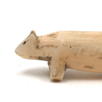 Wonderfully Primitive Walrus Tusk Carved Animal, Presumed Bering Sea Inuit