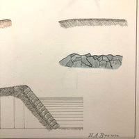 H.A Brown's c. 1940s Ink + Watercolor "Planes Problems and "Elements of Drawing" Set of 43 Plates
