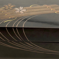 Japanese Lacquer Box With Silver, Gold and Copper Raft and Flower Design