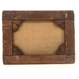 Old Folk Art Oil on Canvas Painting of Intrepid Figure and Dog in Snow