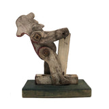 Old Jointed (and Flexible!) Folk Art Whirligig Man with Post