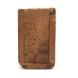 Very Old Wooden "E" Box with Blue Paper Remnants and Fat Hand-forged Nails