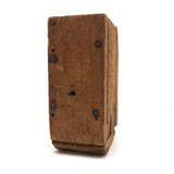 Very Old Wooden "E" Box with Blue Paper Remnants and Fat Hand-forged Nails