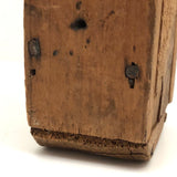 Very Old Wooden "E" Box with Blue Paper Remnants and Fat Hand-forged Nails