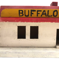 Folk Art Buffalo Train Station with Hinged Roof