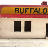 Folk Art Buffalo Train Station with Hinged Roof
