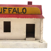 Folk Art Buffalo Train Station with Hinged Roof