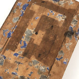 Very Old Wooden "E" Box with Blue Paper Remnants and Fat Hand-forged Nails