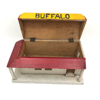 Folk Art Buffalo Train Station with Hinged Roof