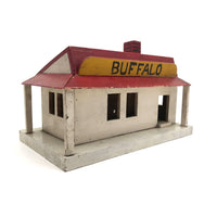 Folk Art Buffalo Train Station with Hinged Roof