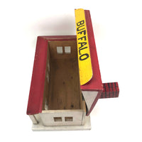 Folk Art Buffalo Train Station with Hinged Roof