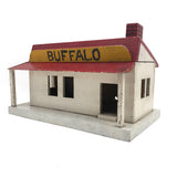 Folk Art Buffalo Train Station with Hinged Roof