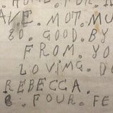 Dear Father From Your Loving Dortter Rebecca Hand-written Letter, 1857