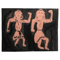 Girl Power! Pencil and Tempera Drawing on Pink Paper