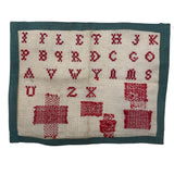 French Red and White Darning Sampler with Out of Order Alphabet