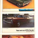 Let of 6 1970 Chrysler Advertising Postcards