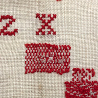 French Red and White Darning Sampler with Out of Order Alphabet