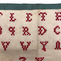 French Red and White Darning Sampler with Out of Order Alphabet