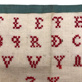 French Red and White Darning Sampler with Out of Order Alphabet