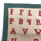 French Red and White Darning Sampler with Out of Order Alphabet