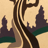 Decorative Gouache Fireside Studios "Practice Board" Flower Tree Painting, 1935