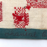 French Red and White Darning Sampler with Out of Order Alphabet