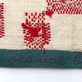 French Red and White Darning Sampler with Out of Order Alphabet