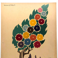 Decorative Gouache Fireside Studios "Practice Board" Flower Tree Painting, 1935