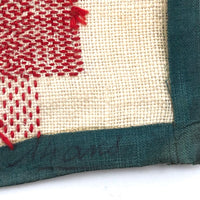 French Red and White Darning Sampler with Out of Order Alphabet