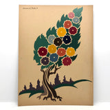 Decorative Gouache Fireside Studios "Practice Board" Flower Tree Painting, 1935